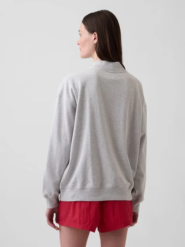 Bluza oversize z frotte Vintagesoft z golfem i logo