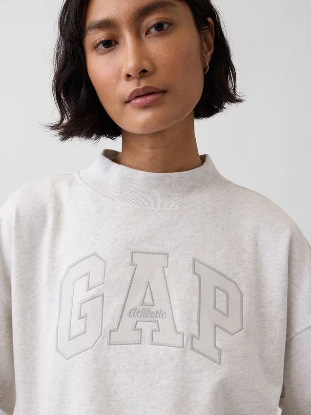 Bluza oversize z frotte Vintagesoft z golfem i logo