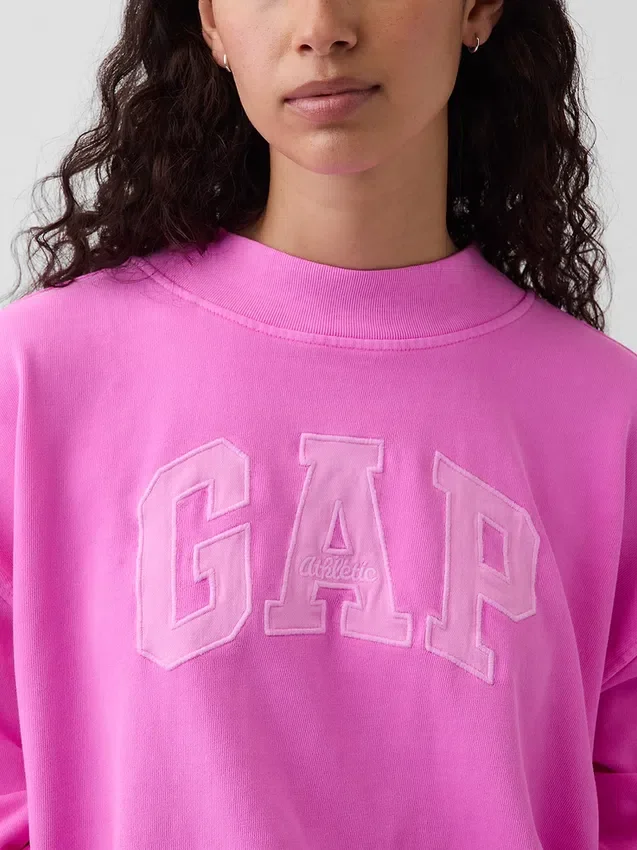 Bluza oversize z frotte Vintagesoft z golfem i logo
