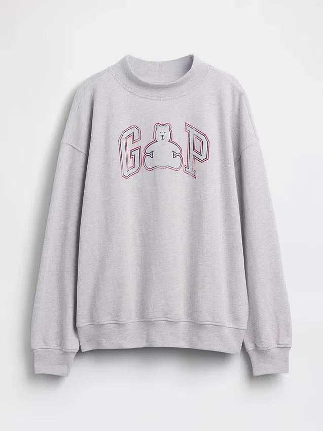 Bluza oversize z frotte Vintagesoft z golfem i logo