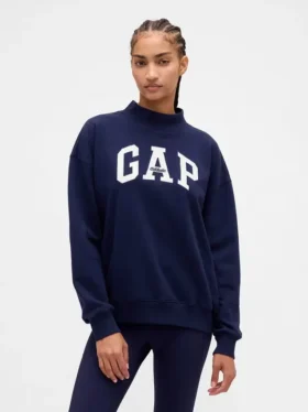 Bluza oversize z grubej dzianiny frotte z logo i stójką