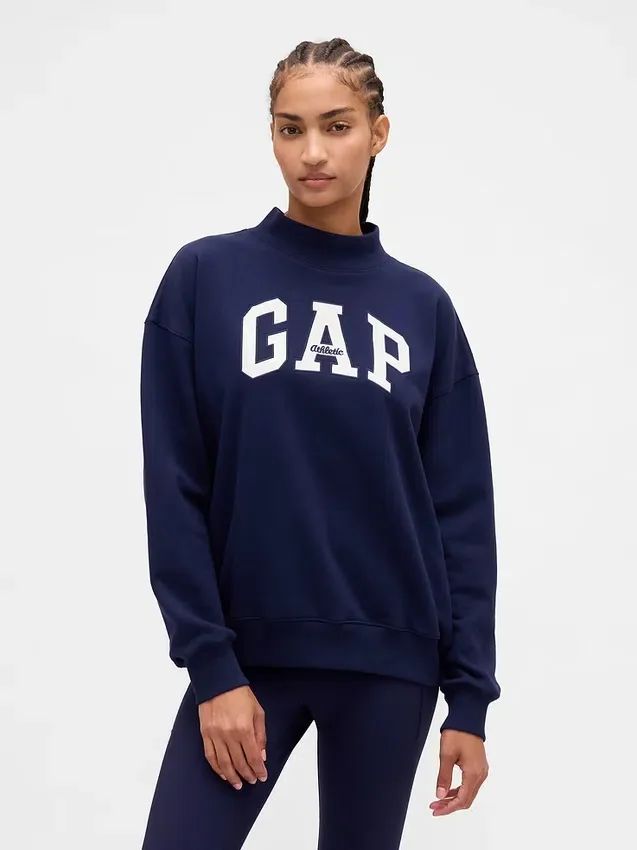 Bluza oversize z grubej dzianiny frotte z logo i stójką