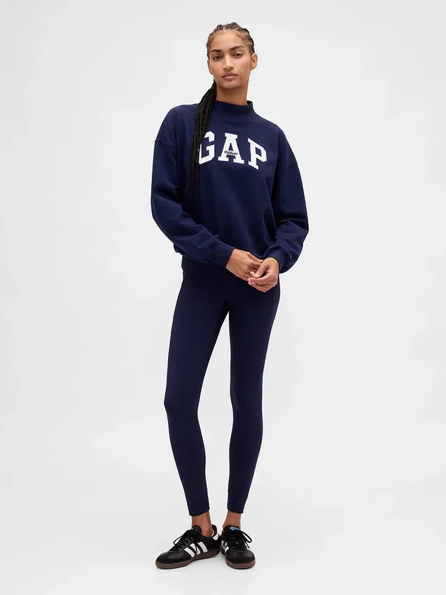 Bluza oversize z grubej dzianiny frotte z logo i stójką