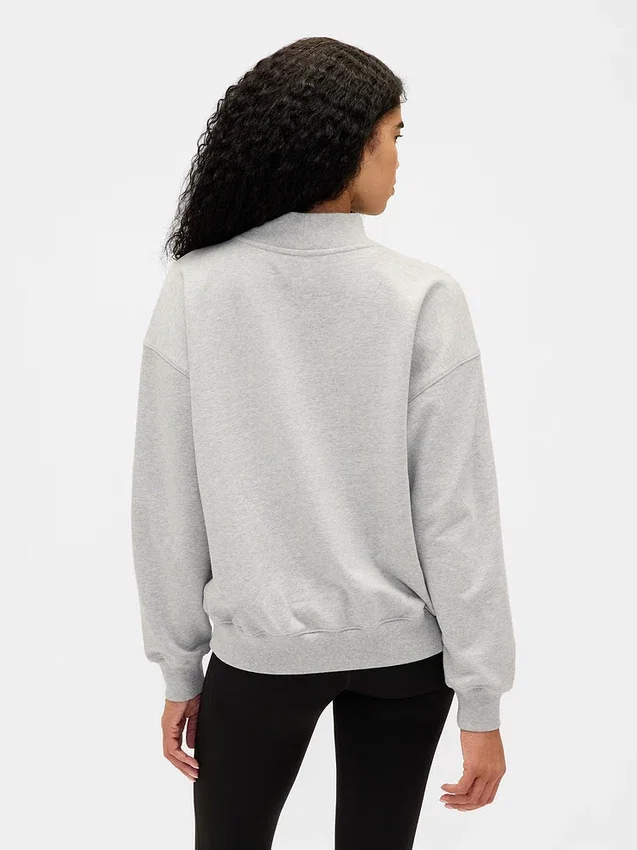 Bluza oversize z grubej dzianiny frotte z logo i stójką