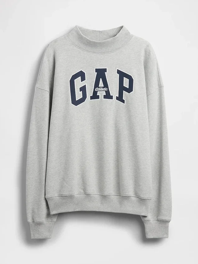 Bluza oversize z grubej dzianiny frotte z logo i stójką