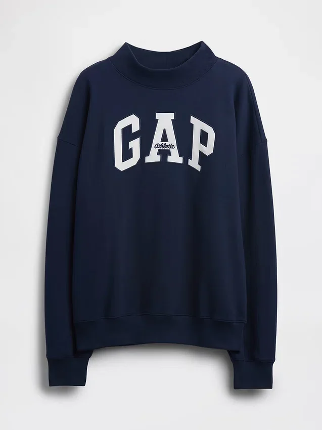 Bluza oversize z grubej dzianiny frotte z logo i stójką
