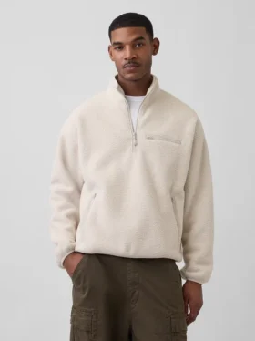 Bluza oversize z polaru Sherpa z półzamkiem