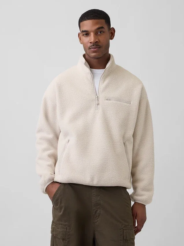 Bluza oversize z polaru Sherpa z półzamkiem