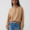 Bluza oversize z półzamkiem i klockowym dekoltem Vintagesoft