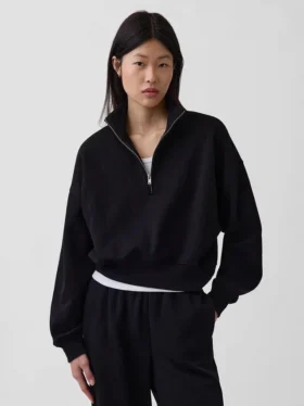 Bluza oversize z półzamkiem i klockowym dekoltem Vintagesoft