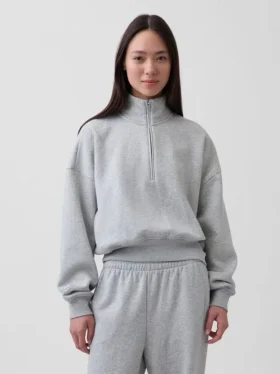 Bluza oversize z półzamkiem i klockowym dekoltem Vintagesoft