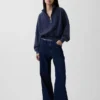 Bluza oversize z półzamkiem i klockowym dekoltem Vintagesoft