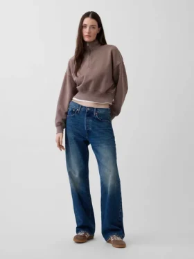 Bluza oversize z półzamkiem i klockowym dekoltem Vintagesoft