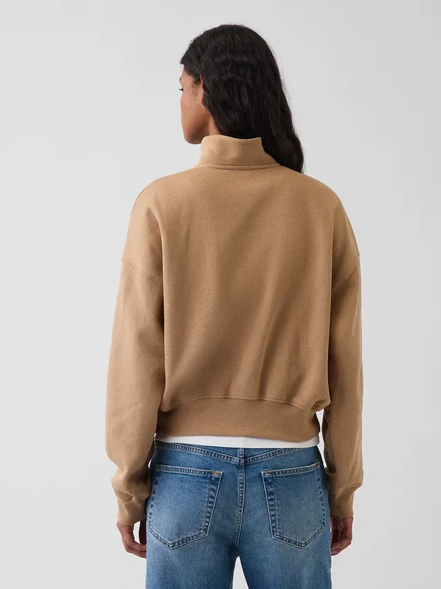 Bluza oversize z półzamkiem i klockowym dekoltem Vintagesoft