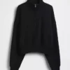 Bluza oversize z półzamkiem i klockowym dekoltem Vintagesoft