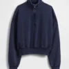 Bluza oversize z półzamkiem i klockowym dekoltem Vintagesoft