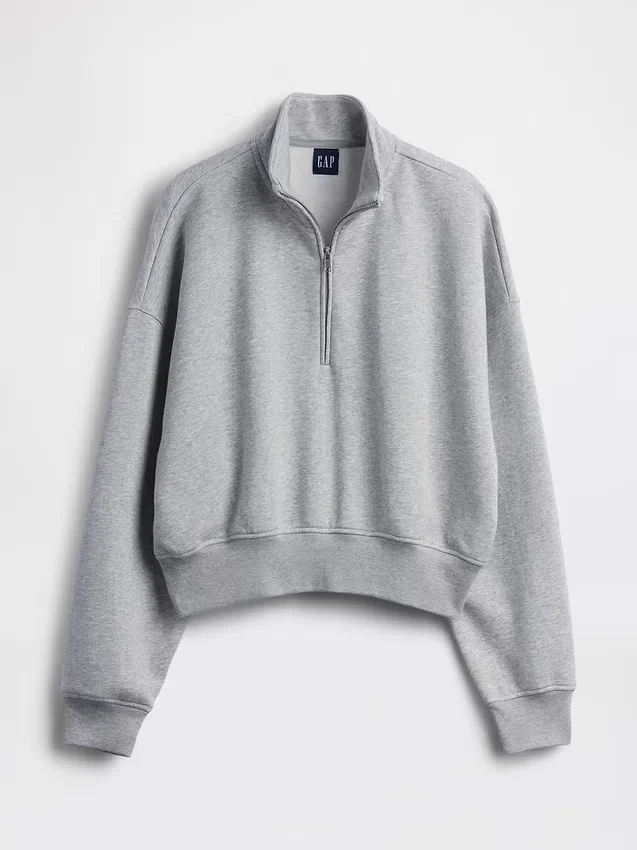 Bluza oversize z półzamkiem i klockowym dekoltem Vintagesoft