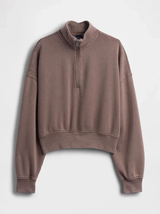 Bluza oversize z półzamkiem i klockowym dekoltem Vintagesoft