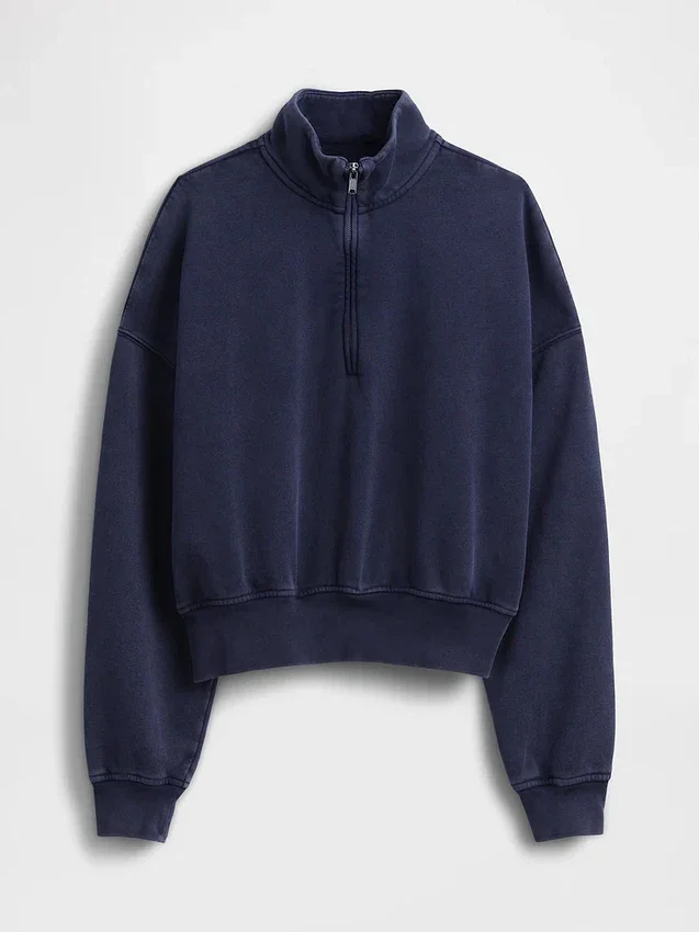 Bluza oversize z półzamkiem i klockowym dekoltem Vintagesoft
