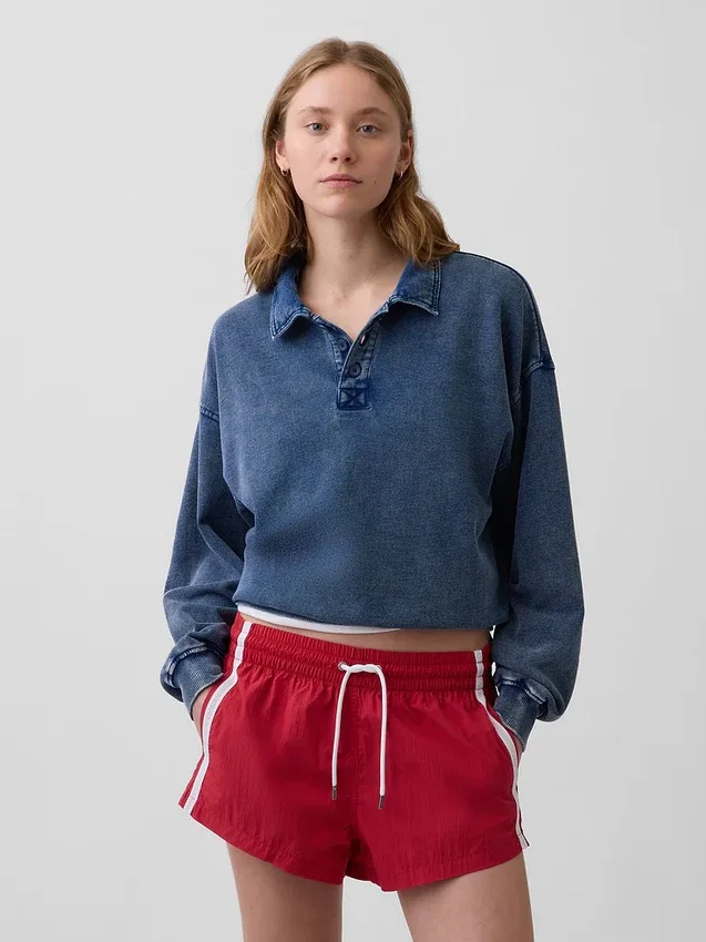 Bluza polo oversize z miękkiej frotte Vintagesoft