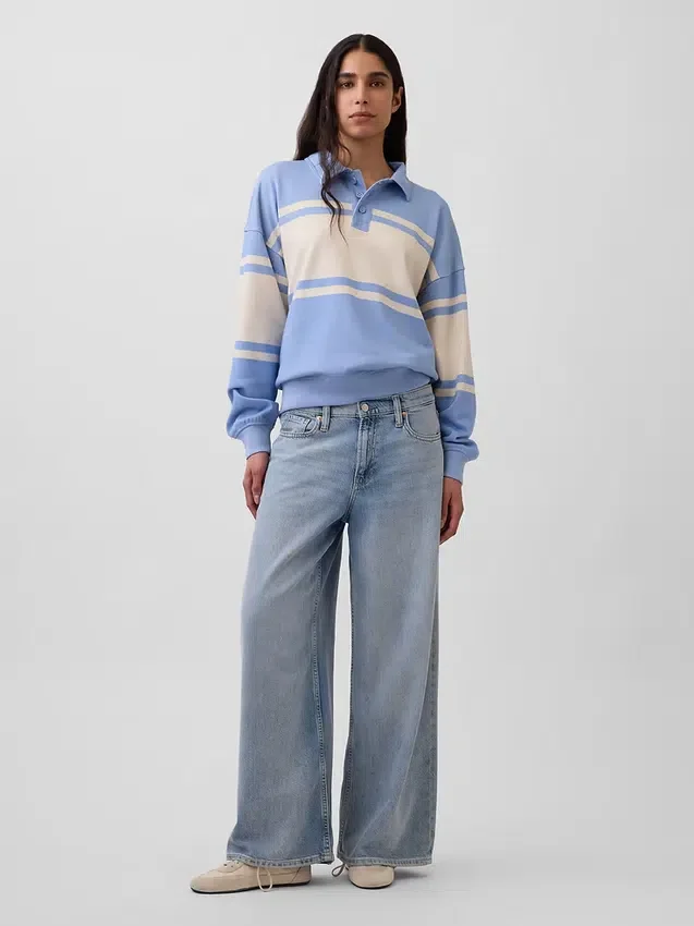Bluza polo oversize z miękkiej frotte Vintagesoft