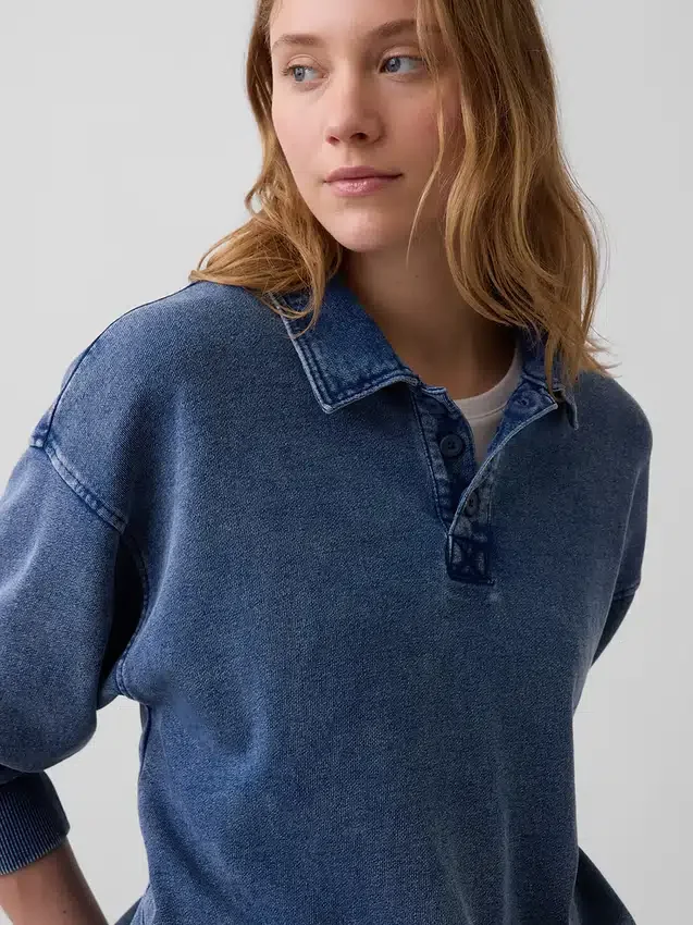 Bluza polo oversize z miękkiej frotte Vintagesoft