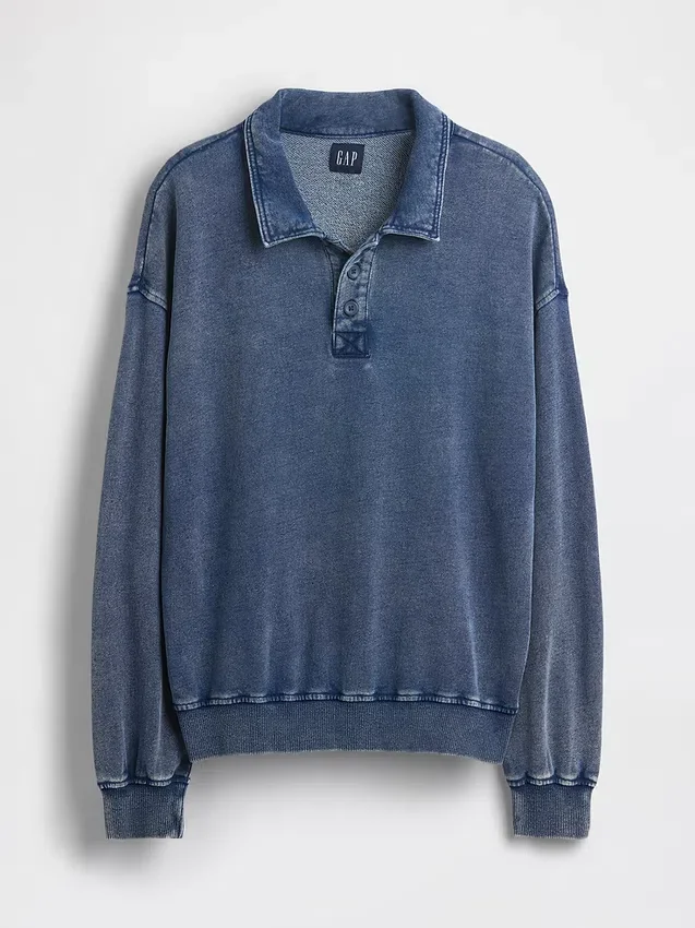 Bluza polo oversize z miękkiej frotte Vintagesoft