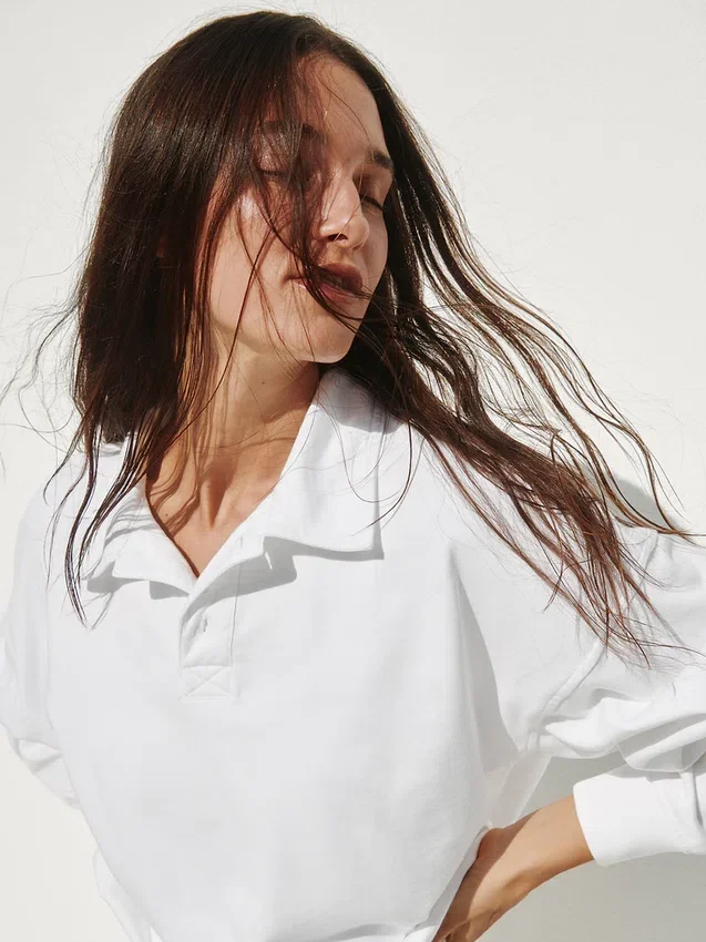 Bluza polo oversize z miękkiej frotte Vintagesoft