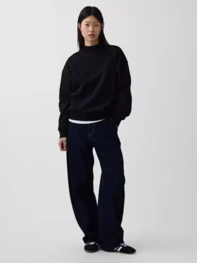 Bluza typu tunika z wysokim kołnierzem Vintagesoft w stylu oversize