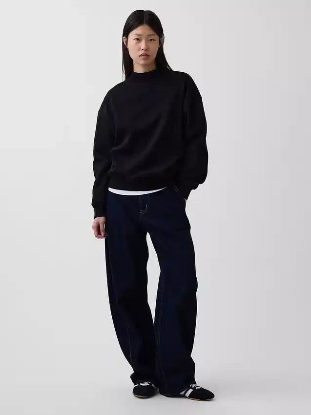 Bluza typu tunika z wysokim kołnierzem Vintagesoft w stylu oversize