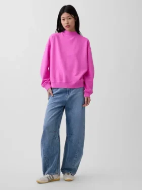 Bluza typu tunika z wysokim kołnierzem Vintagesoft w stylu oversize