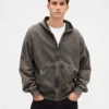 Bluza z kapturem dla dorosłych, oversize, z grubej dzianiny i zamkiem