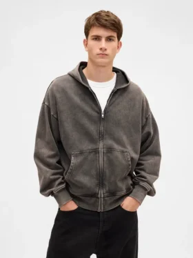 Bluza z kapturem dla dorosłych, oversize, z grubej dzianiny i zamkiem