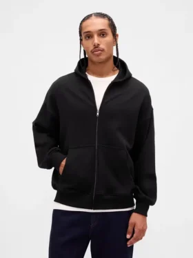 Bluza z kapturem dla dorosłych, oversize, z grubej dzianiny i zamkiem