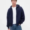 Bluza z kapturem dla dorosłych, oversize, z grubej dzianiny i zamkiem