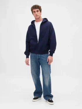 Bluza z kapturem dla dorosłych, oversize, z grubej dzianiny i zamkiem