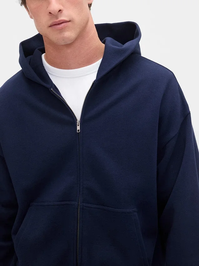 Bluza z kapturem dla dorosłych, oversize, z grubej dzianiny i zamkiem