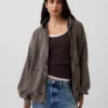 Bluza z kapturem dla dorosłych, oversize, z grubej dzianiny i zamkiem