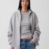 Bluza z kapturem dla dorosłych, oversize, z grubej dzianiny i zamkiem