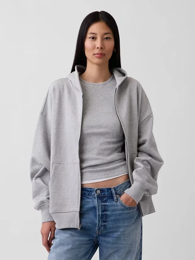 Bluza z kapturem dla dorosłych, oversize, z grubej dzianiny i zamkiem