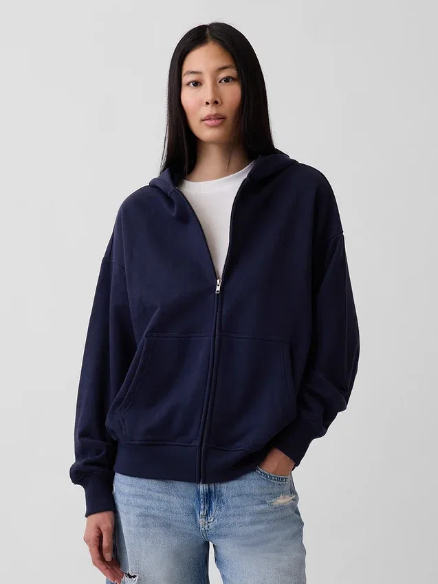 Bluza z kapturem dla dorosłych, oversize, z grubej dzianiny i zamkiem