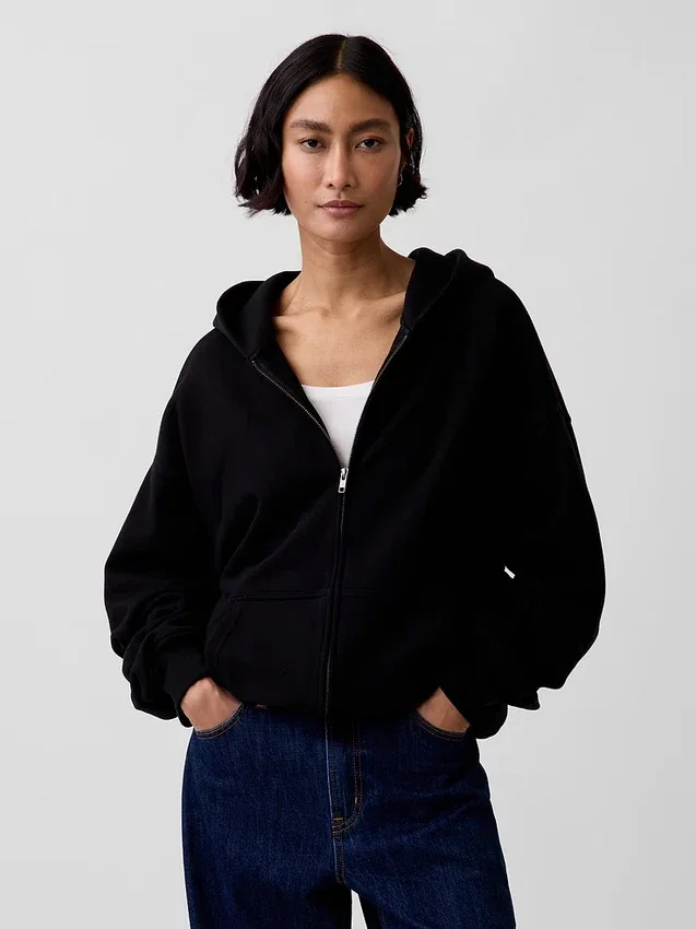 Bluza z kapturem dla dorosłych, oversize, z grubej dzianiny i zamkiem