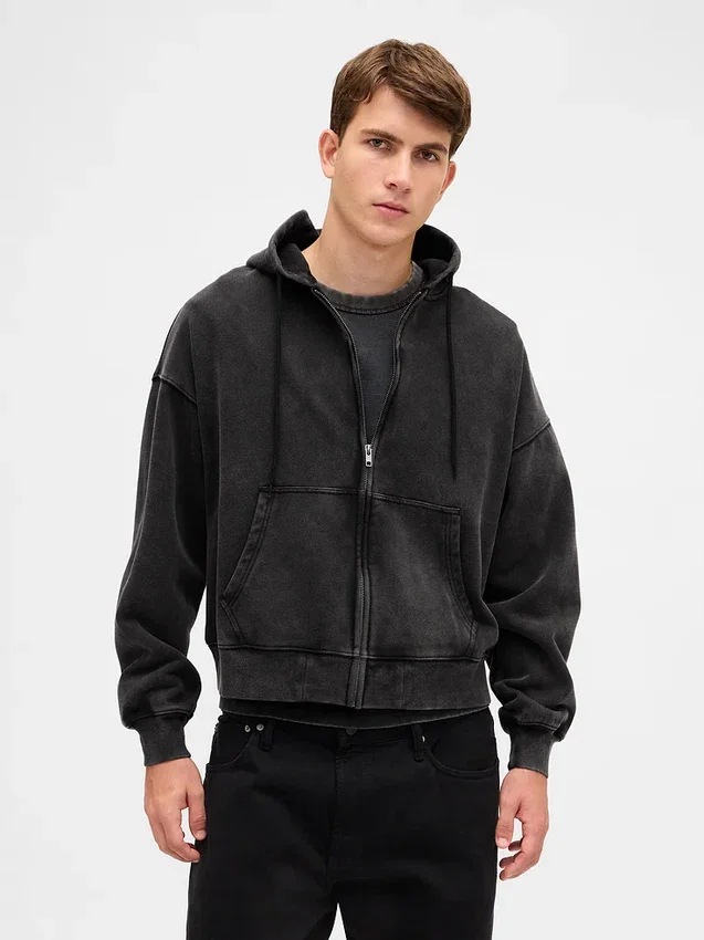 Bluza z kapturem dla dorosłych, oversize, z zamkiem, z grubego polaru