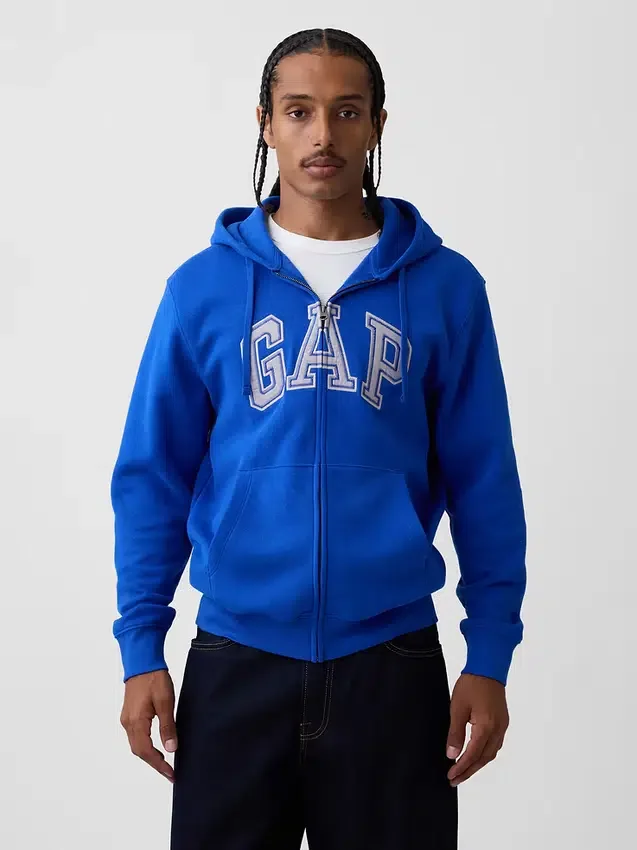 Bluza z kapturem dla dorosłych Vintagesoft Arch Logo Zip
