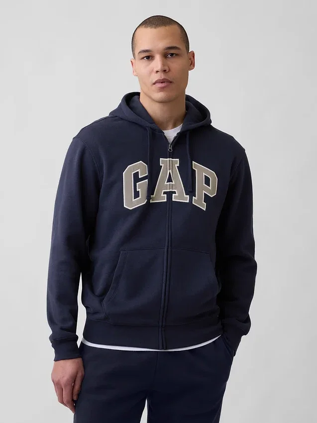 Bluza z kapturem dla dorosłych Vintagesoft Arch Logo Zip