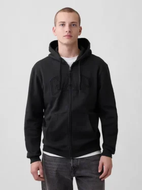 Bluza z kapturem dla dorosłych Vintagesoft Arch Logo Zip