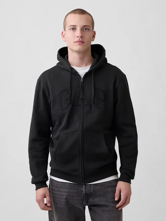Bluza z kapturem dla dorosłych Vintagesoft Arch Logo Zip