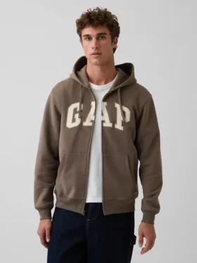 Bluza z kapturem dla dorosłych Vintagesoft Arch Logo Zip