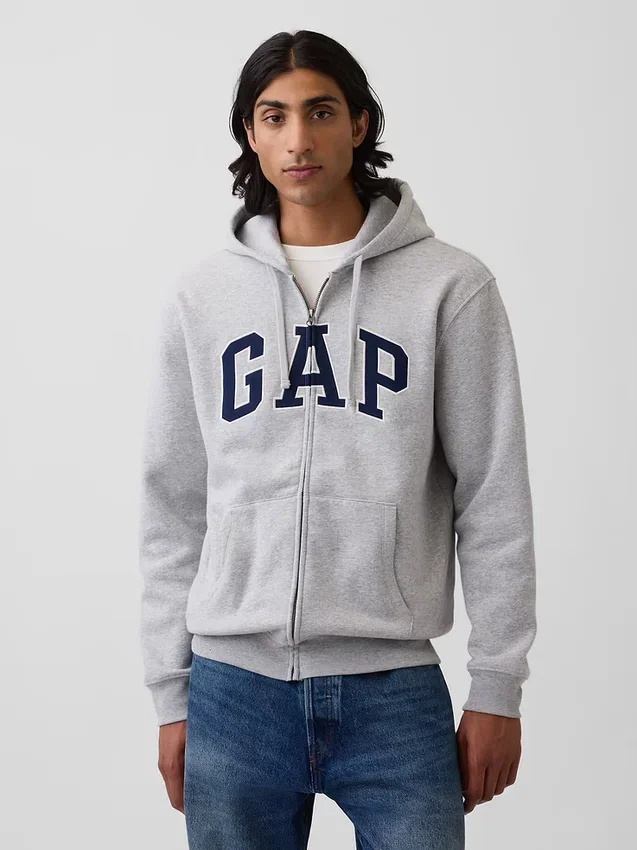 Bluza z kapturem dla dorosłych Vintagesoft Arch Logo Zip