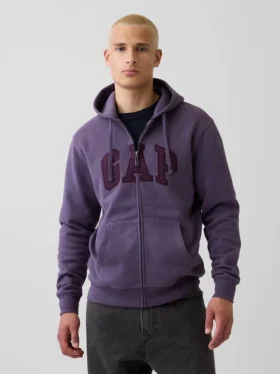 Bluza z kapturem dla dorosłych Vintagesoft Arch Logo Zip
